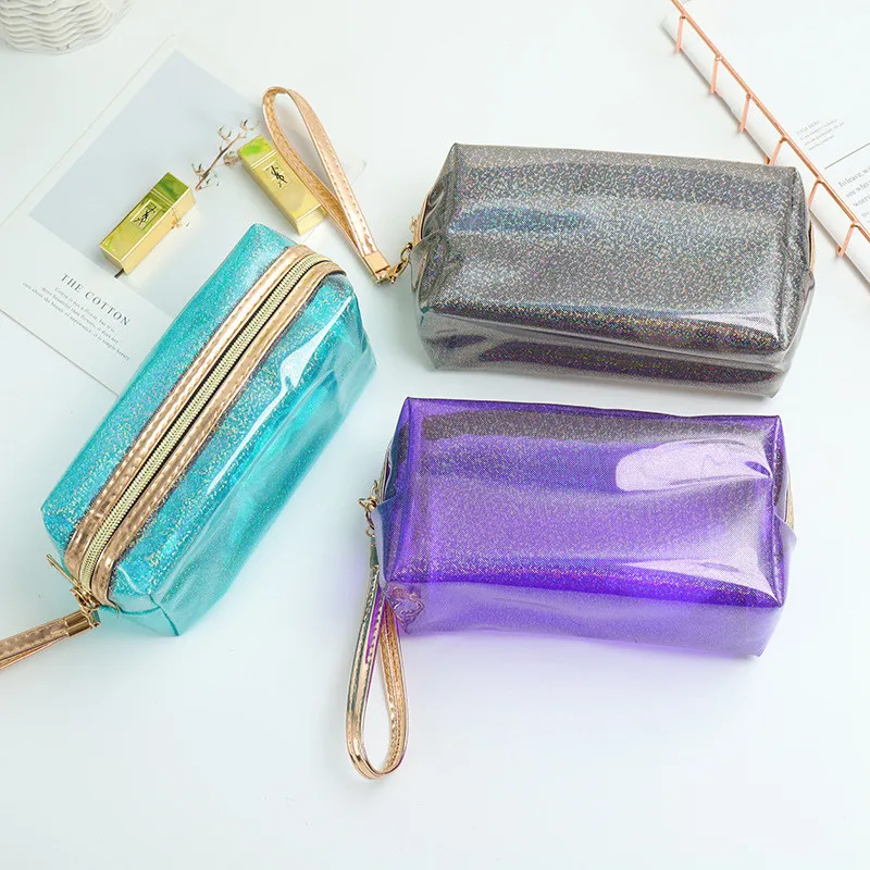 

2020 new style custom black makeup pouch waterproof travel clear pvc cosmetic bag