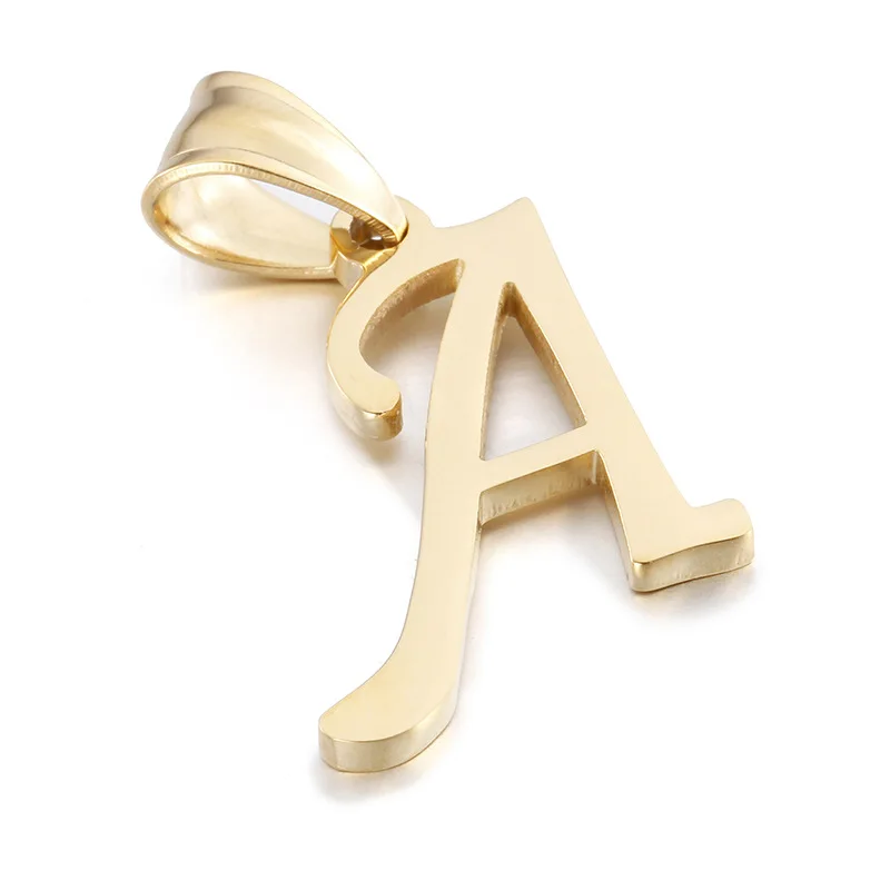 Kalen Stainless Steel 26 Letter Alphabet 18K Gold Plated Jewelry Only Pendant