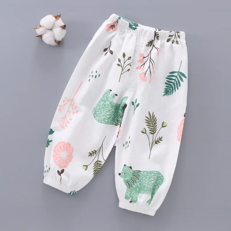 

Pure Cotton Gauze Children Pants Summer Thin Section Baby Bloomers Casual Kids Printing Baby Pants