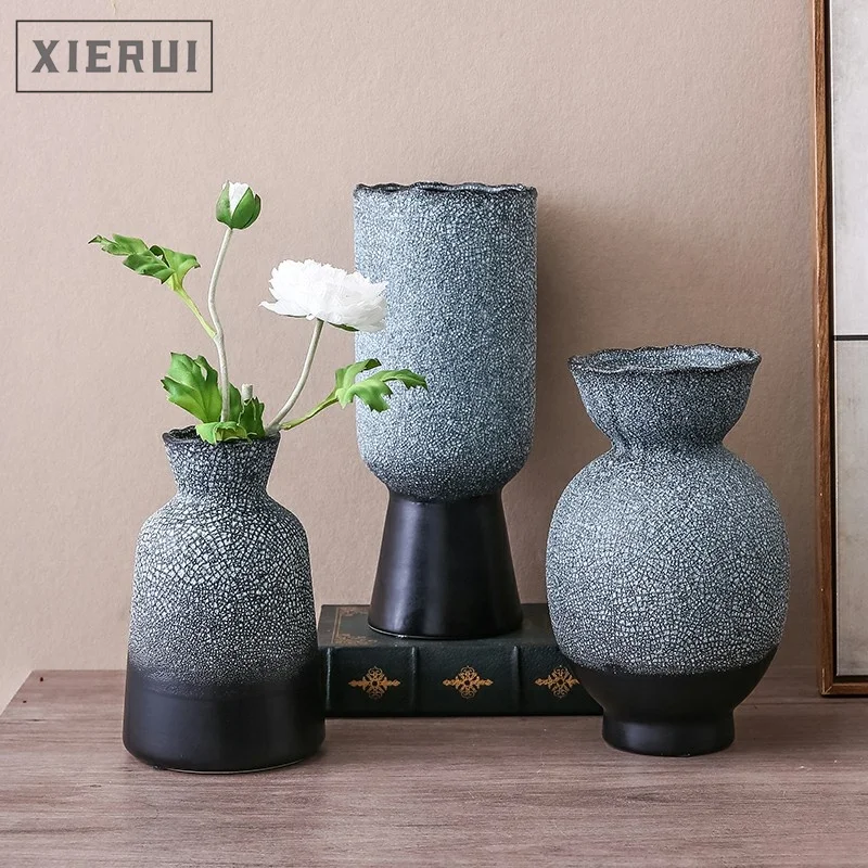 

Amazon hot modern stone textured white flower vases set creative simple luxury nordic ceramic vases for home living room decor, As shown