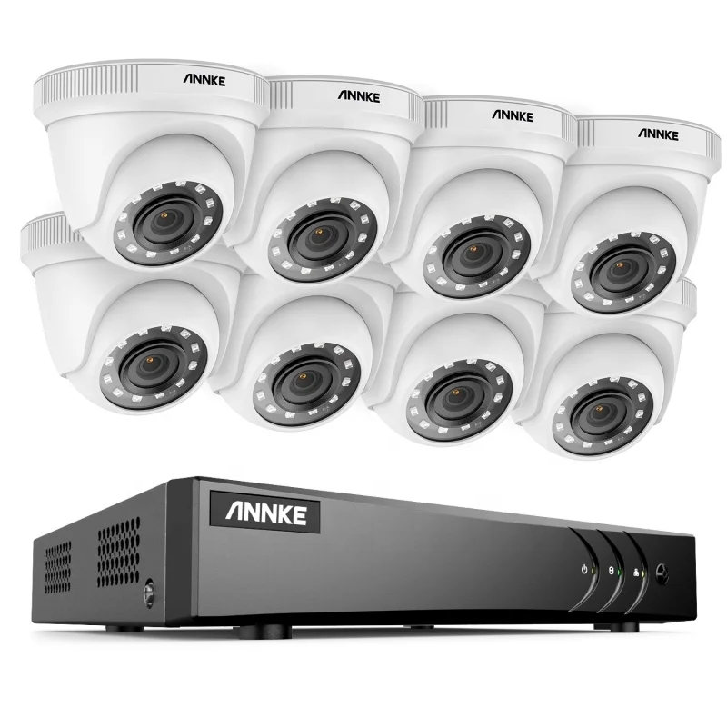 

ANNKE 8CH 5MP H.265+ DVR Security Camera System 8pcs 1080p Outdoor Security Waterproof CCTV Camera P2P