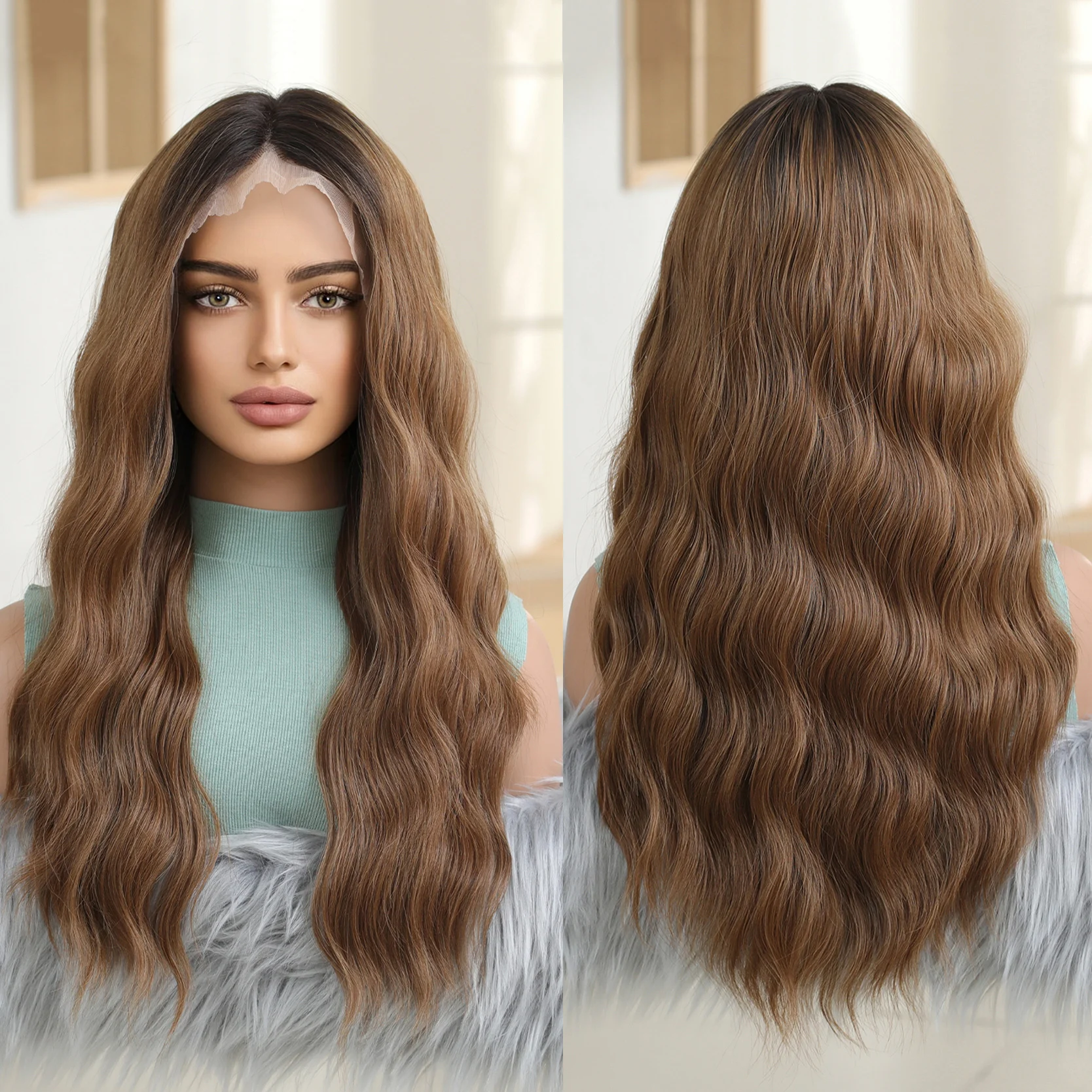 Immediate Shipment 13*6 Lace Wig Imported Fiber Smooth Wig Curly Soft and Durable 200% High Density Handmade Lace