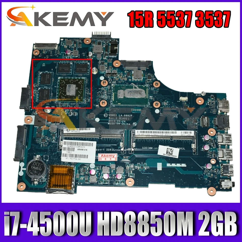 

Laptop motherboard For Dell 15R 3537 5537 VBW01 LA-9982P CN-0P28J8 0P28J8 With i7-4500U CPU HD8850M 2GB-GPU 100% Tested