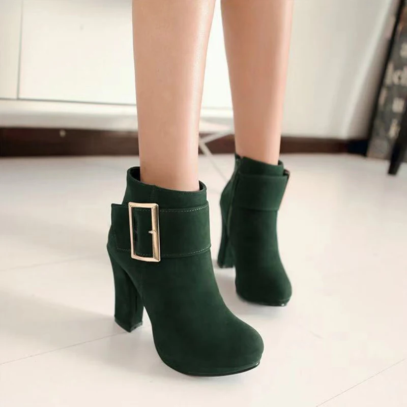 

New Chunky Fashion Classic Women Heel ankle boots Casual boots women shoes, Picture