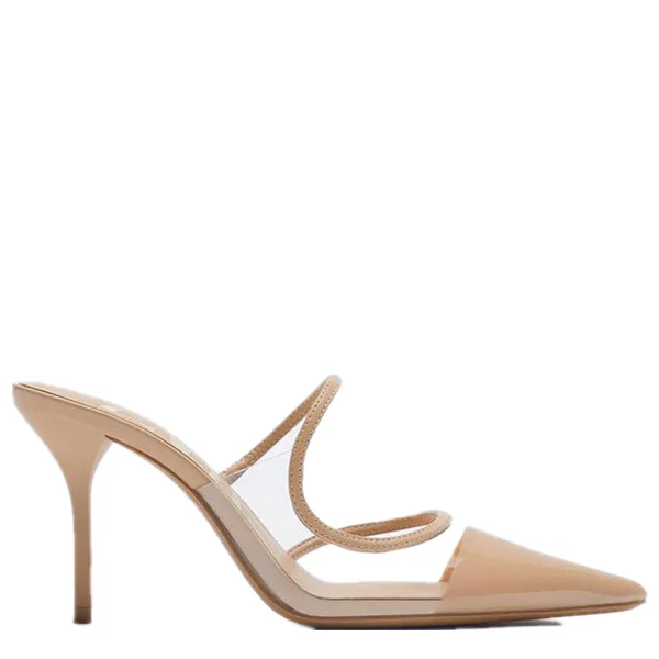 

New design formal Women's high heel slippers wedding chaussures femmes dew heel shoes transparent characteristic for ladies