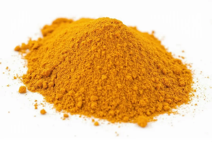 Close-up of turmeric root and ground spice with phonetic pronunciation guide