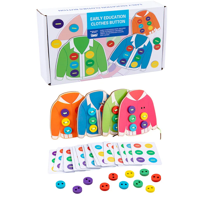 

montessori learn basic life skills teaching aids clothes threading button sewing game educational toys busy board for toddlers