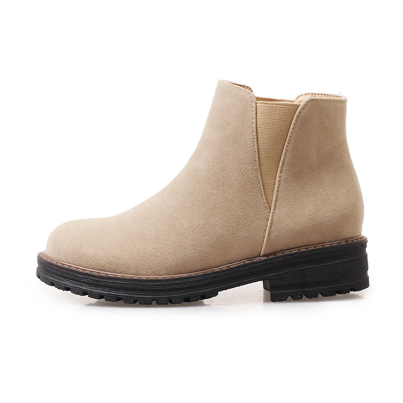 

Winter Leisure Round head solid color Thick-heeled women's booties