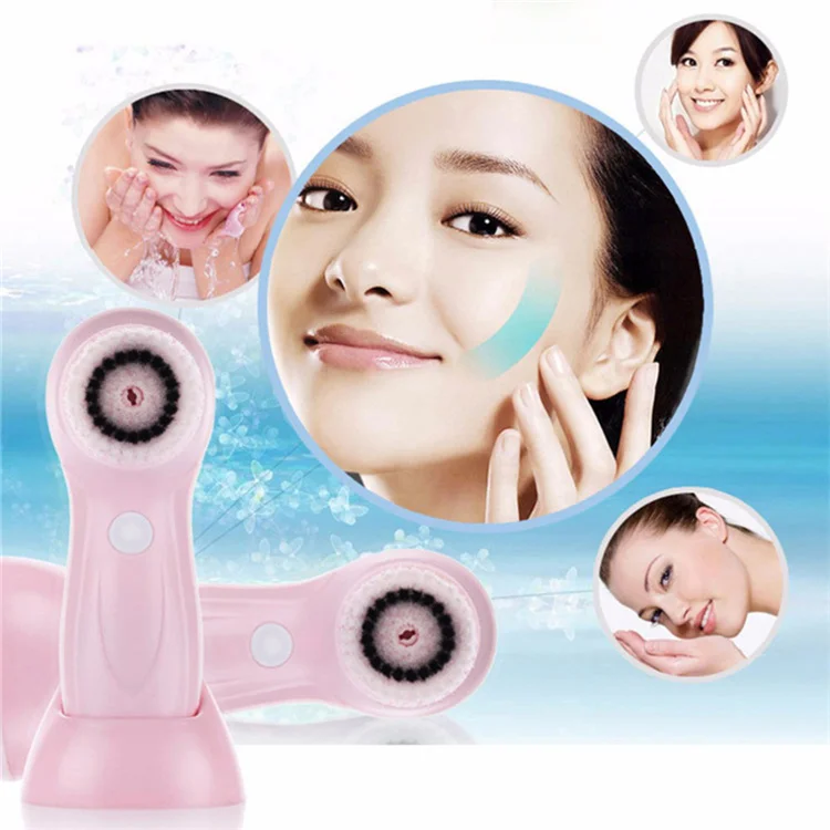 

Electric Facial Pore Cleanser Acne Treatment Device Face Massager Silicone Facial Cleansing Brush Face Exfoliator Brush, Pink purple blue