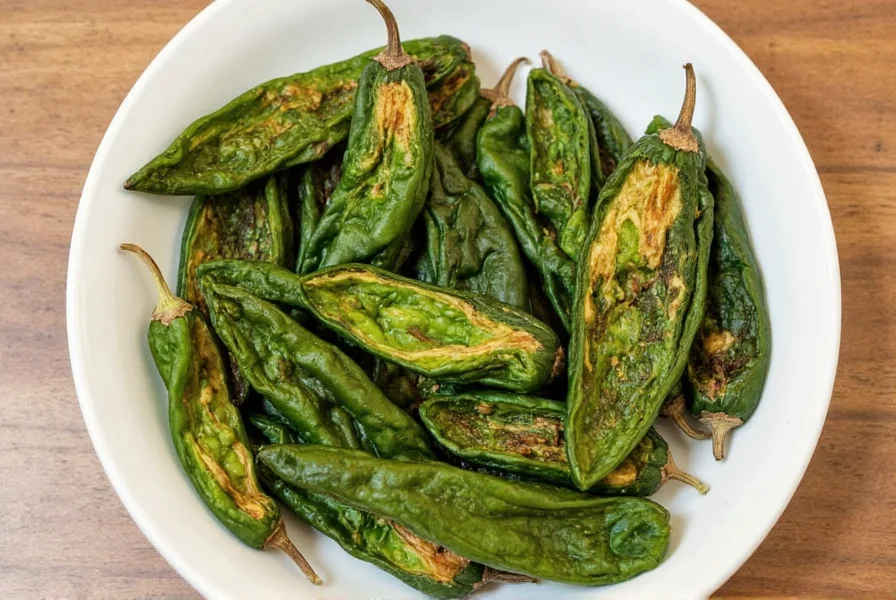 Dried Poblano Peppers on Wooden Surface