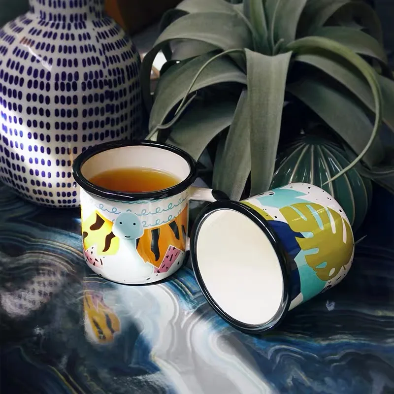 

50ml Measuring Mark Custom Logo Juice Fruit Gel Freezer Flower Metal Espresso Travel Trendy Certified Steel Silver Enamel Cup