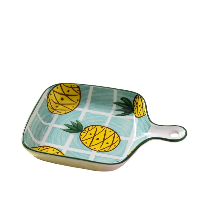 

Wholesale Fruit Plate For Home Use Baking Pan With Handle Ceramic plates Baking Tray For Restaurants Dinnerware Set