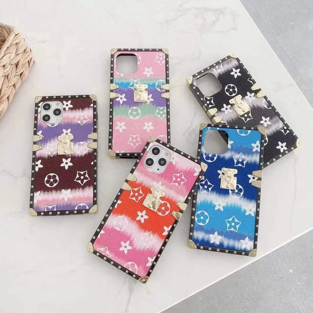 

For iphone 12 Pro Max 12mini Luxury Brand Square Vague Sea Wave PU Leather Back Cover Case Mobile Phone Case
