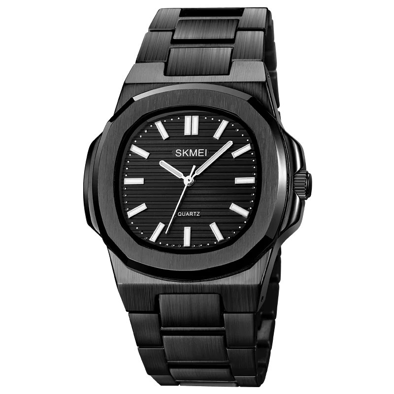 

Skmei 1794 wholesale black men quartz watch stylish Stainless steel band Waterproof analog display character business watch