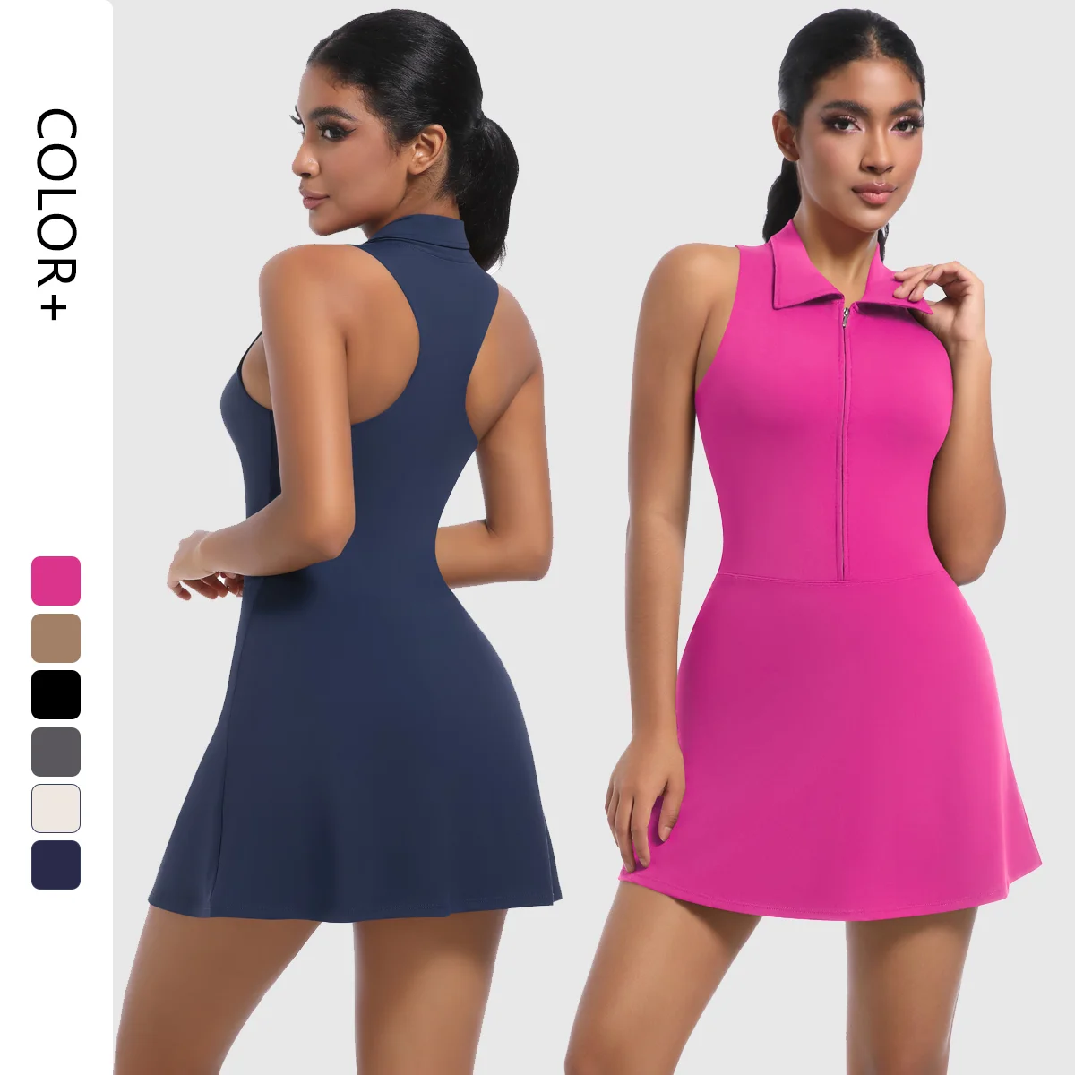 Custom Logo Women Tennis Dress Active Wear Lightweight Tight High Waist Golf Badminton Dress Women Yoga Clothing
