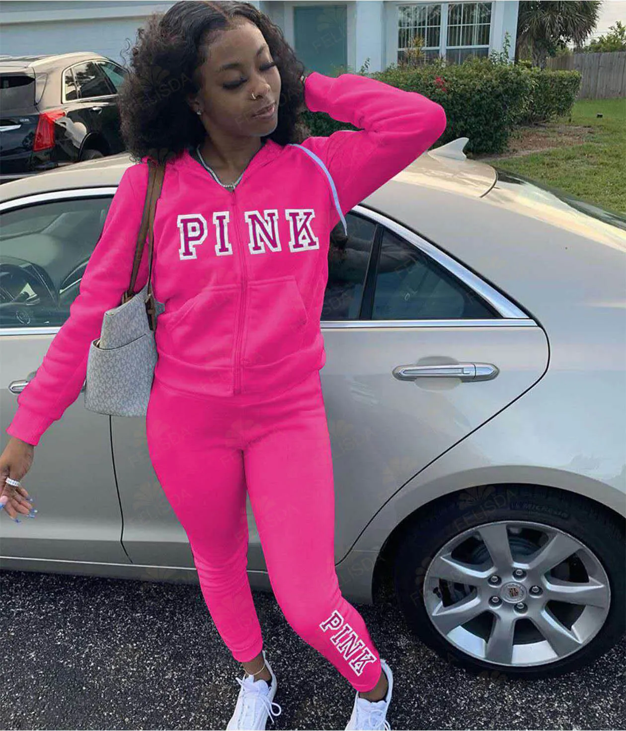 Pink Set Womens Tracksuit Hoodies 2 Piece Set Sweatshirt Pants Women Sport Suit Spring And 