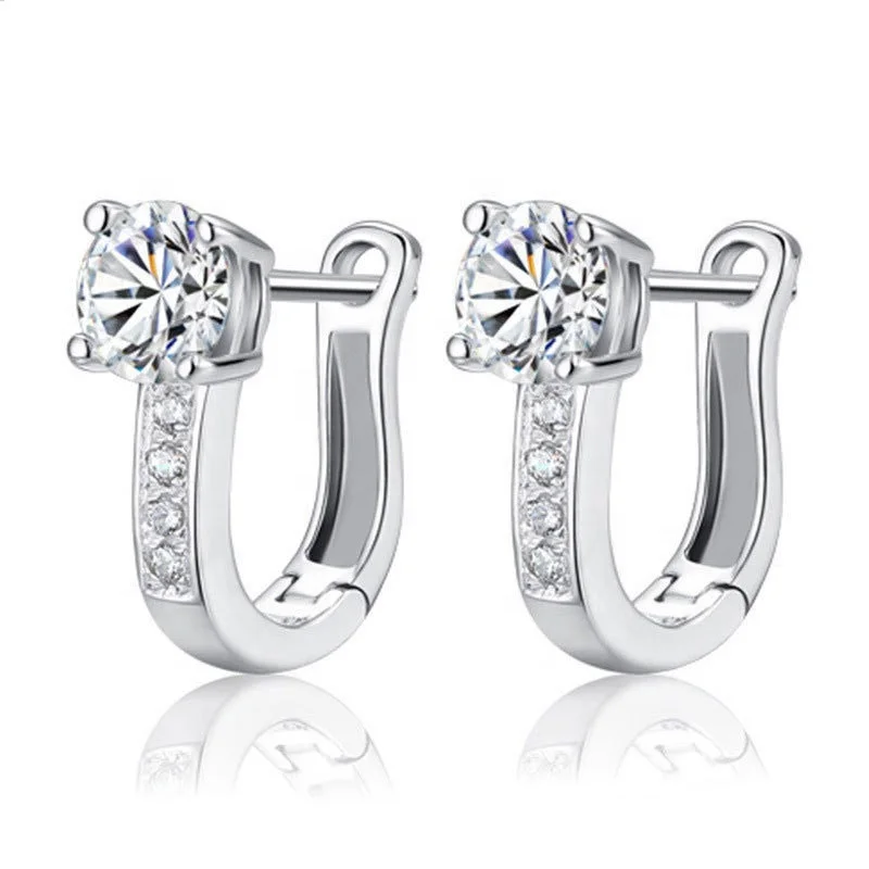 

Factory Wholesale High Quality Zircon Jewelry Hand Made 925 Sterling Silver Earring, White