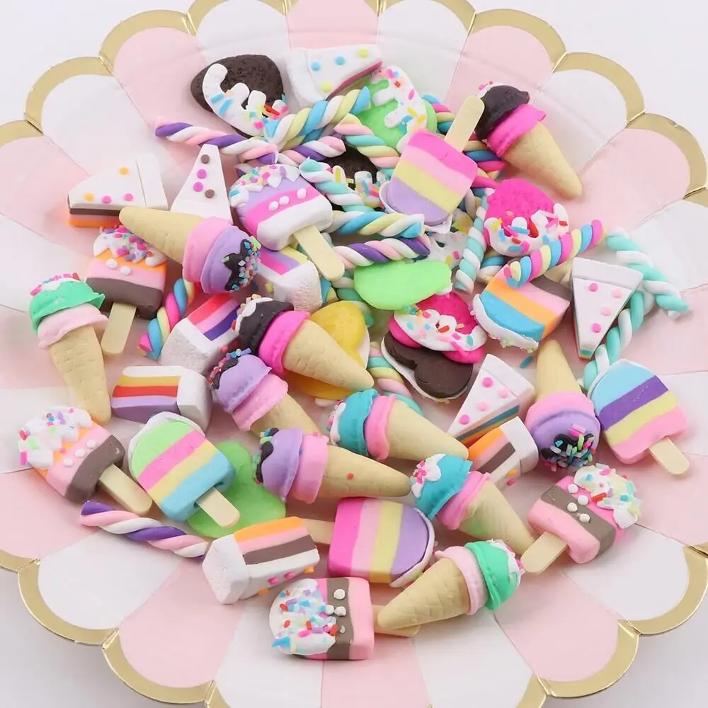 

Mix Polymer Clay Popsicle Ice Cream Tube Cake Candy Figures Decor Ornament Christmas Nail Art Accessories Slime Filler, As picture