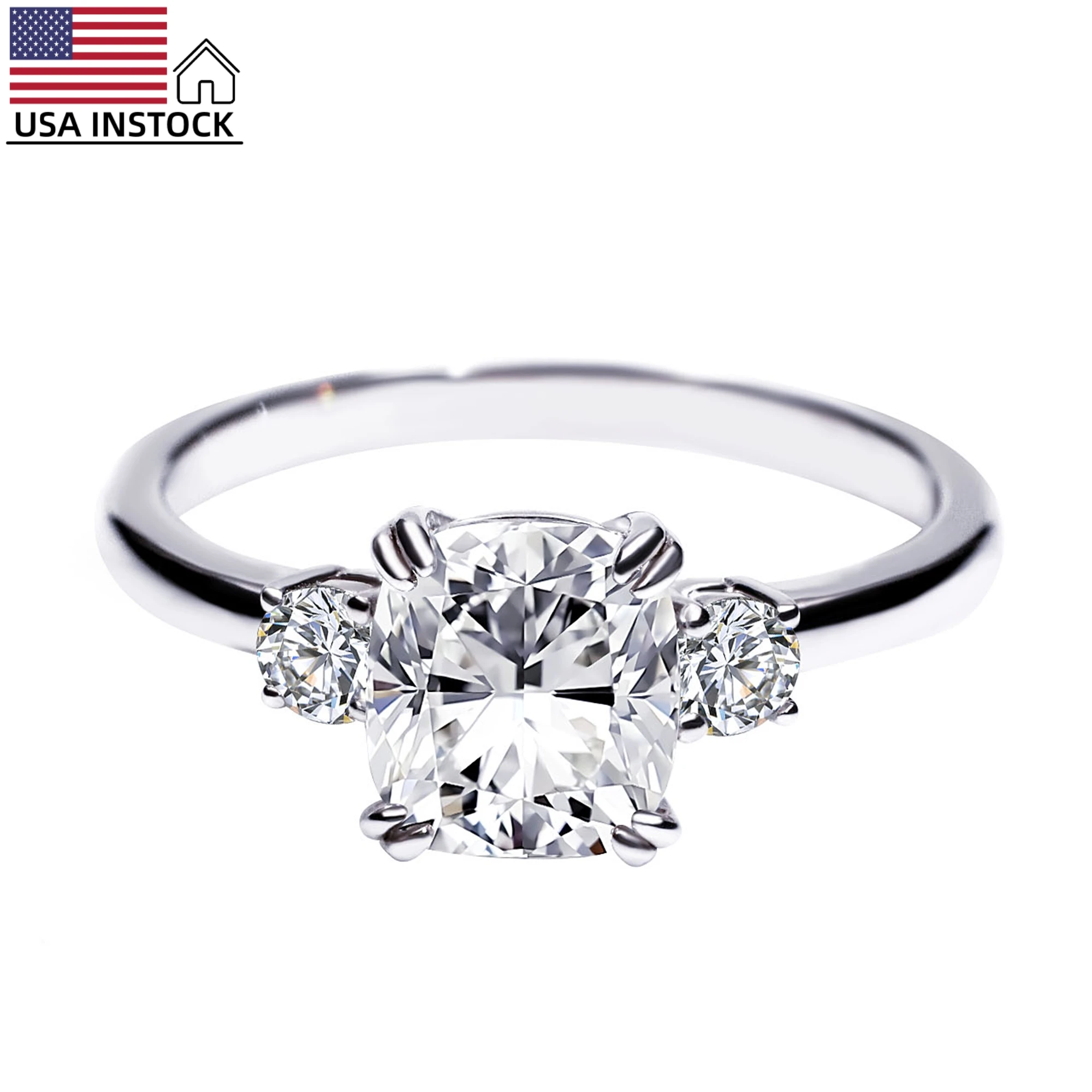 

USA Stock Freeshipping Fine jewelry Sterling Silver 925 18k Gold Plated 1.5CT VVS Moissanite Rings For women
