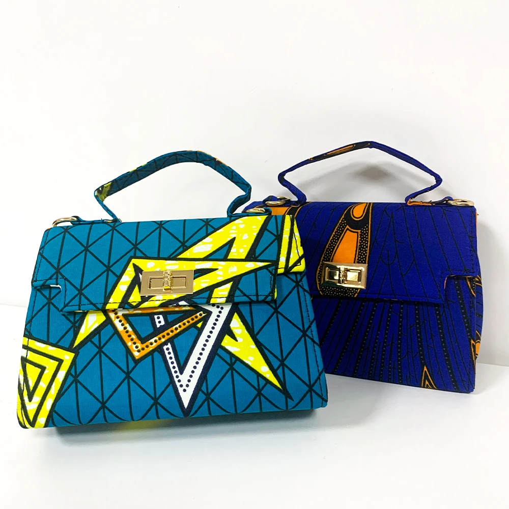 

100% Cotton Wax Fabric African Print Ladies Handbag Daily Working Trendy Pattern, As pictures
