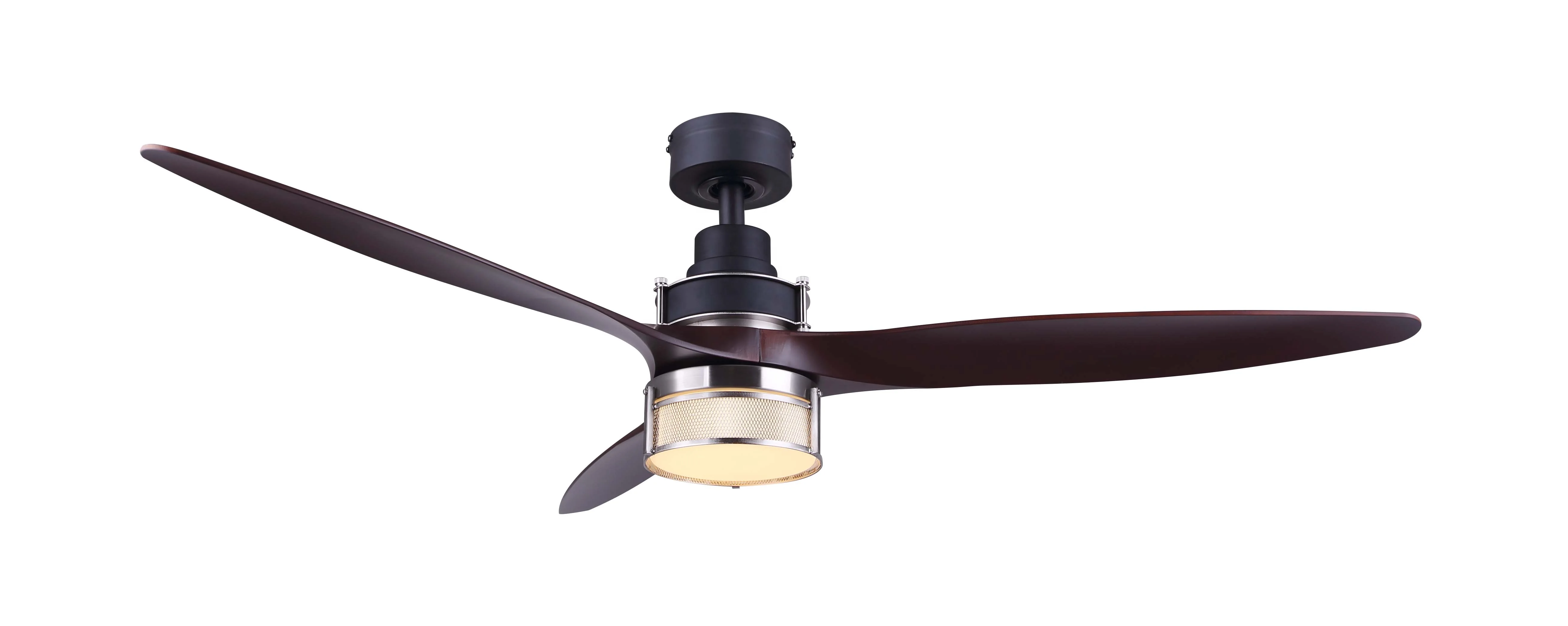 
52 inch Home Decorative Air Cooling Fan Modern Black/Nickel DC Motor LED Ceiling Fan with 3 ABS Blades, include Remote Control 