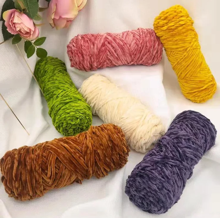 

Chenille Yarn gold velvet coarse wool hand-knitted thread wholesale scarf thread crochet material bag chenille wool yarn