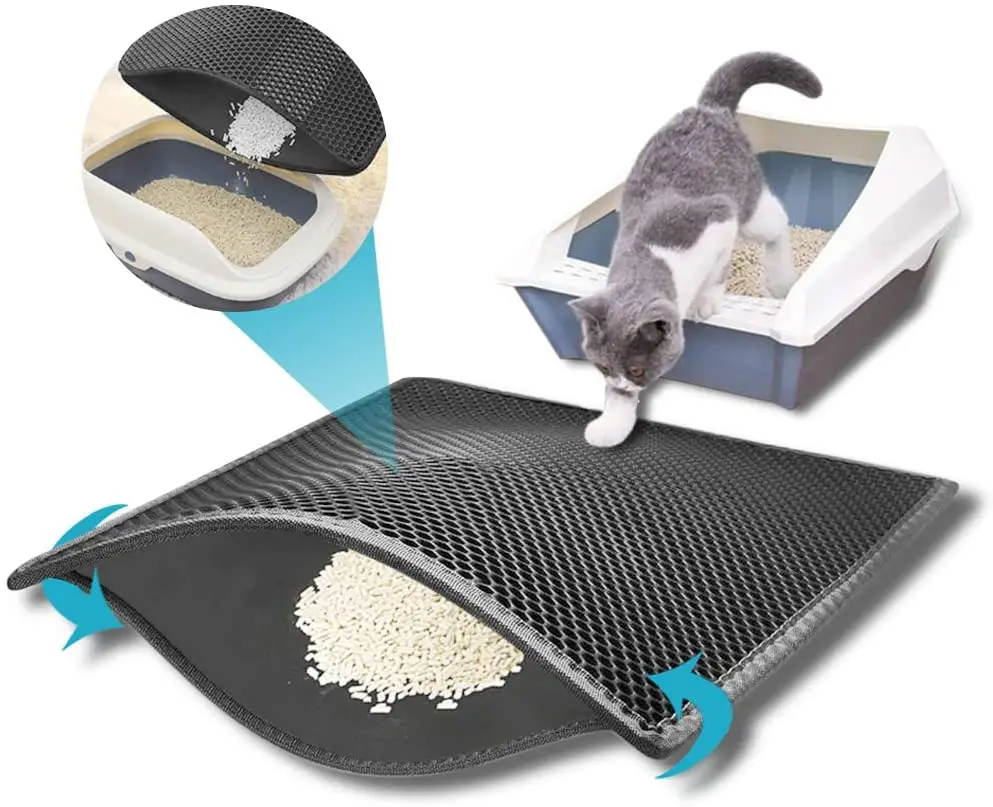 

Amazon Hot Sale litter mat cats Eco-friendly cat pet litter mat Double-Layer