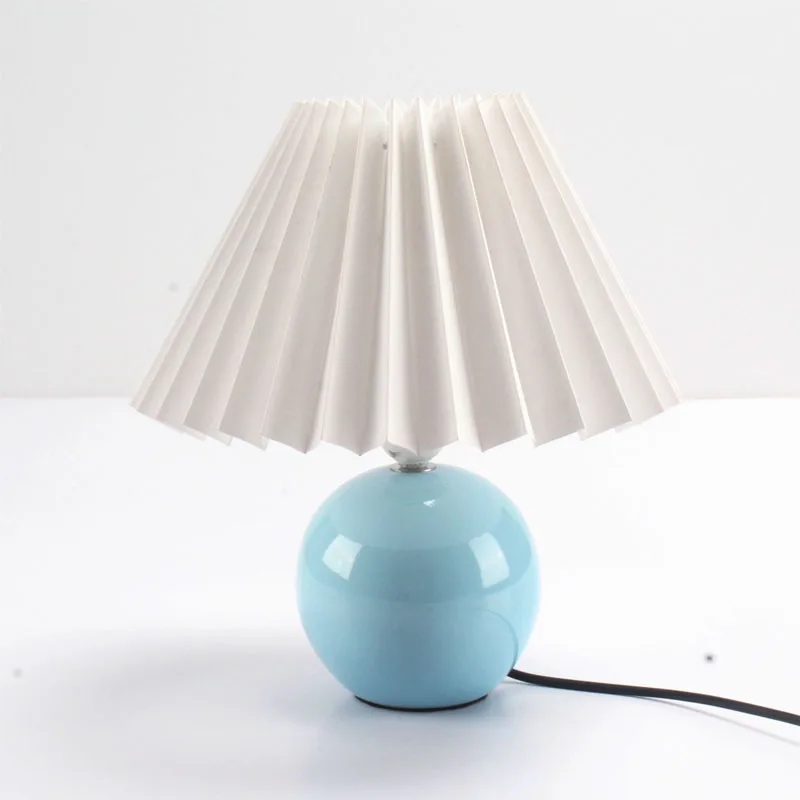 modern pleated stylish minimalist home decor   beside  hotel table lights  ceramic table lamp bed room  decorating light