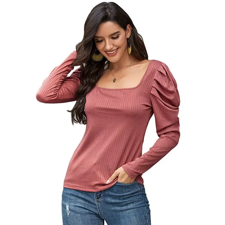 

2021 Fashionable Women Shirt Casual Long Puff Sleeve Blouse Women Tops, Shown