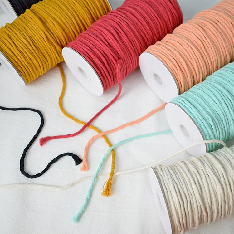

TOP1 quality organic macrame yarn twisted single strand rope 3mm 4mm 5mm cotton cord, 23 pcs spot wholeslae