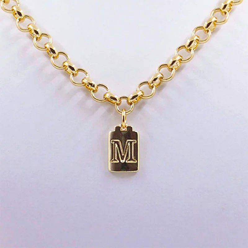 

Fashion copper plated necklace Lucky 26 letter pendant Nickel Free Jewelry chain ,handmade copper Jewelry wholesale