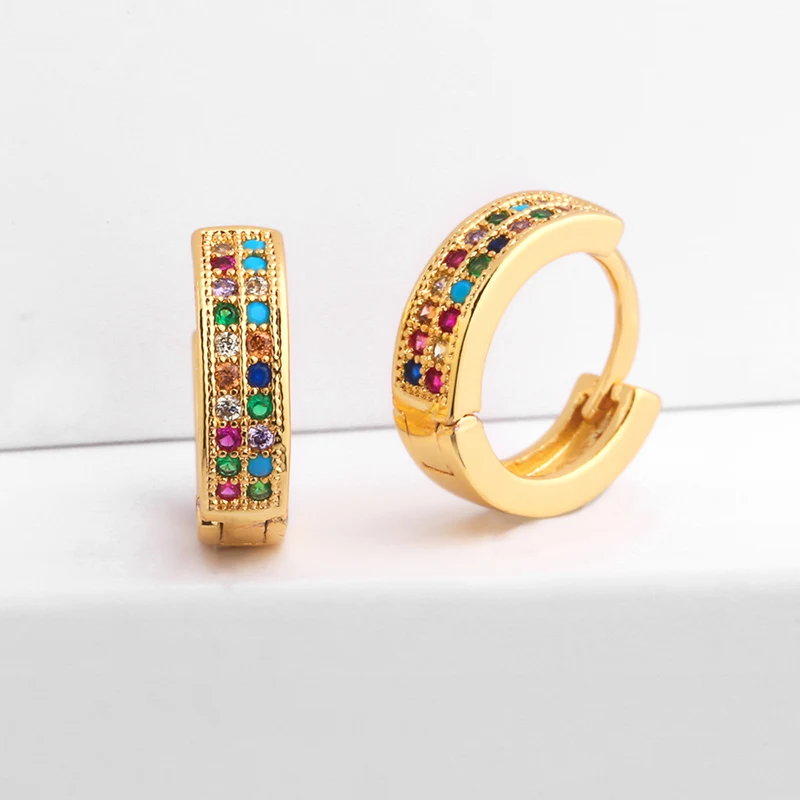 2020 New Design Crown Rainbow Zircon Earring Jewelry Crystal CZ Round Crown Stud Earrings