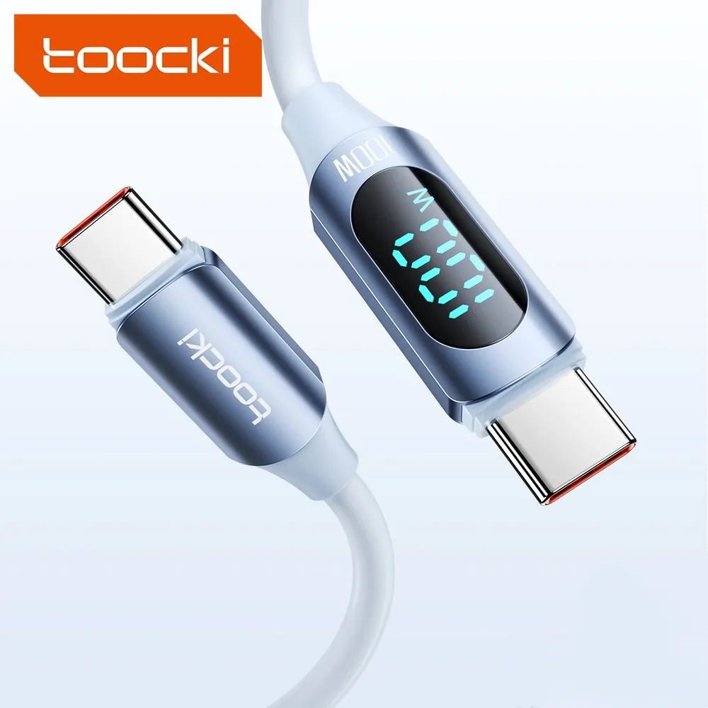 

Toocki 1 PD 100w fast charging aluminum alloy+ silicone Type-C To Type-C Data Cable with LED Digital Display 1M 2M Cable