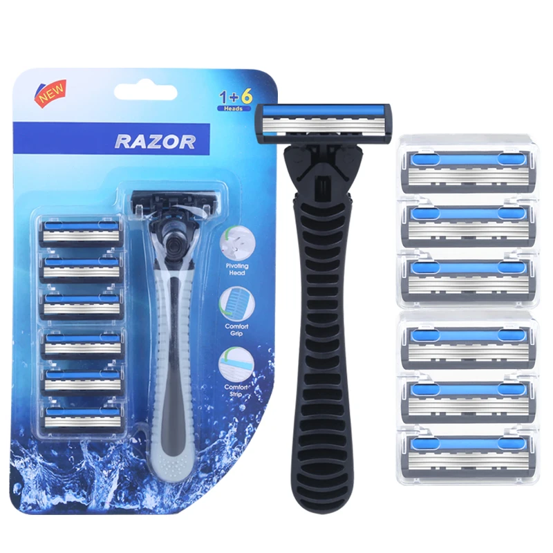 

1 handle and 7 Refill Cartridges Men Shaving Blade High Quality 3 Blades Disposable Razor Men Razor Factory in China KL3-04