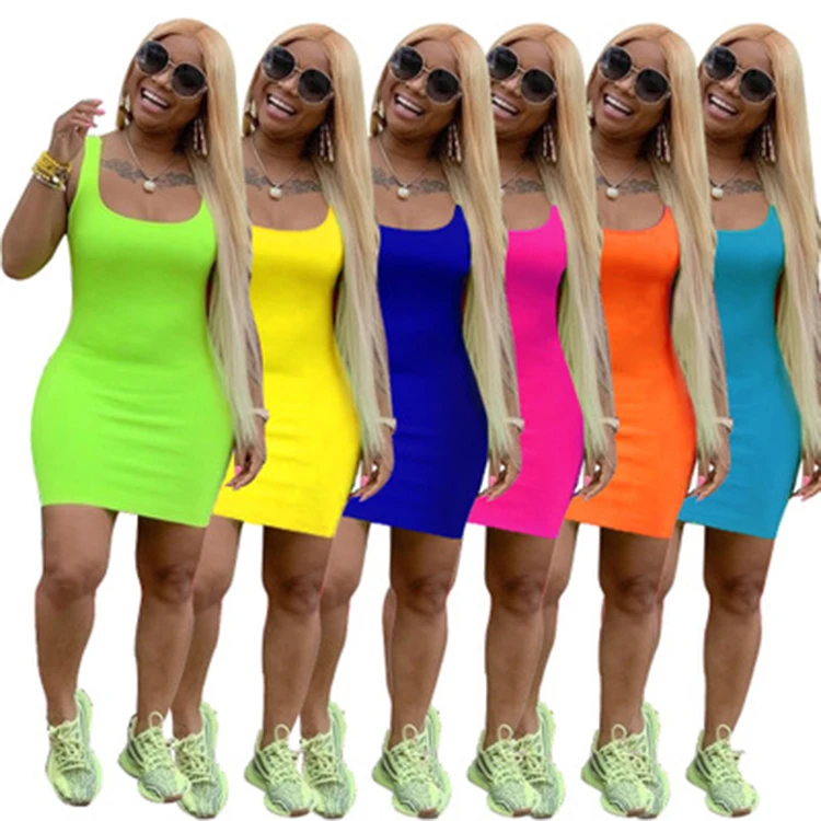 

Fashion women summer casual dresses tight tropical dresses women's plus size solid color pencil skirt women sexy club wear, Customized color