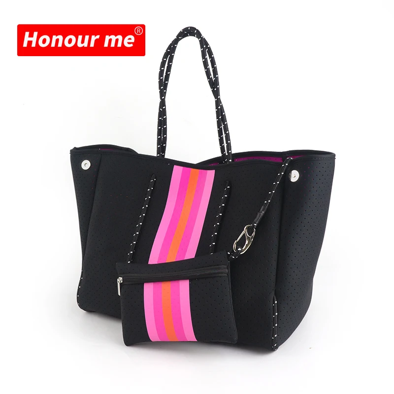 

High quality perforated neoprene woman handbags Waterproof tote neoprene bags, Any colors are available