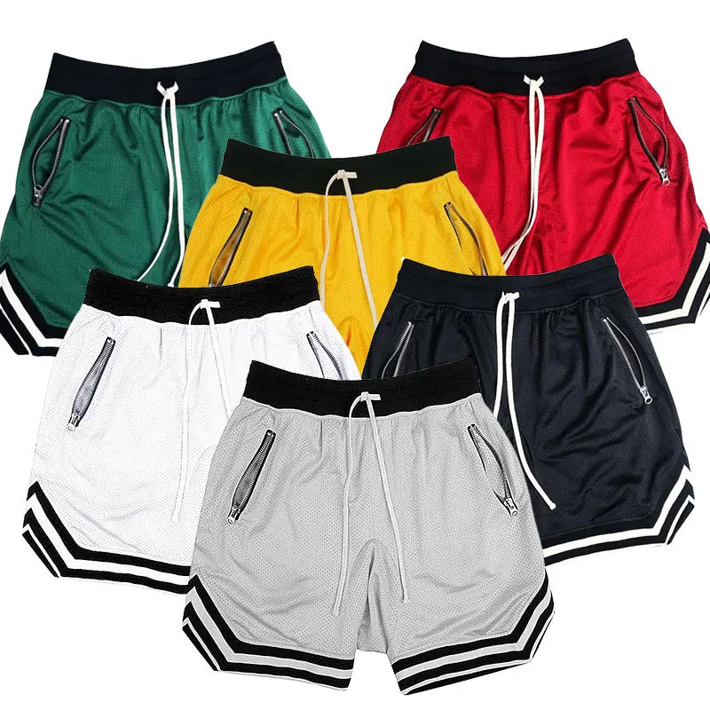 

High quality mesh shorts basketball mens breathable quick dry drawstring mesh shorts, 7 colors available