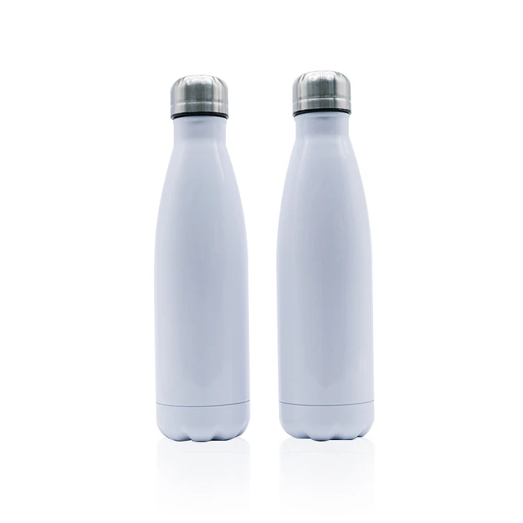

In Stock 500ml Customized Sublimation Blank Stainless Steel Cola Shaped Water Bottle, Customized color acceptable