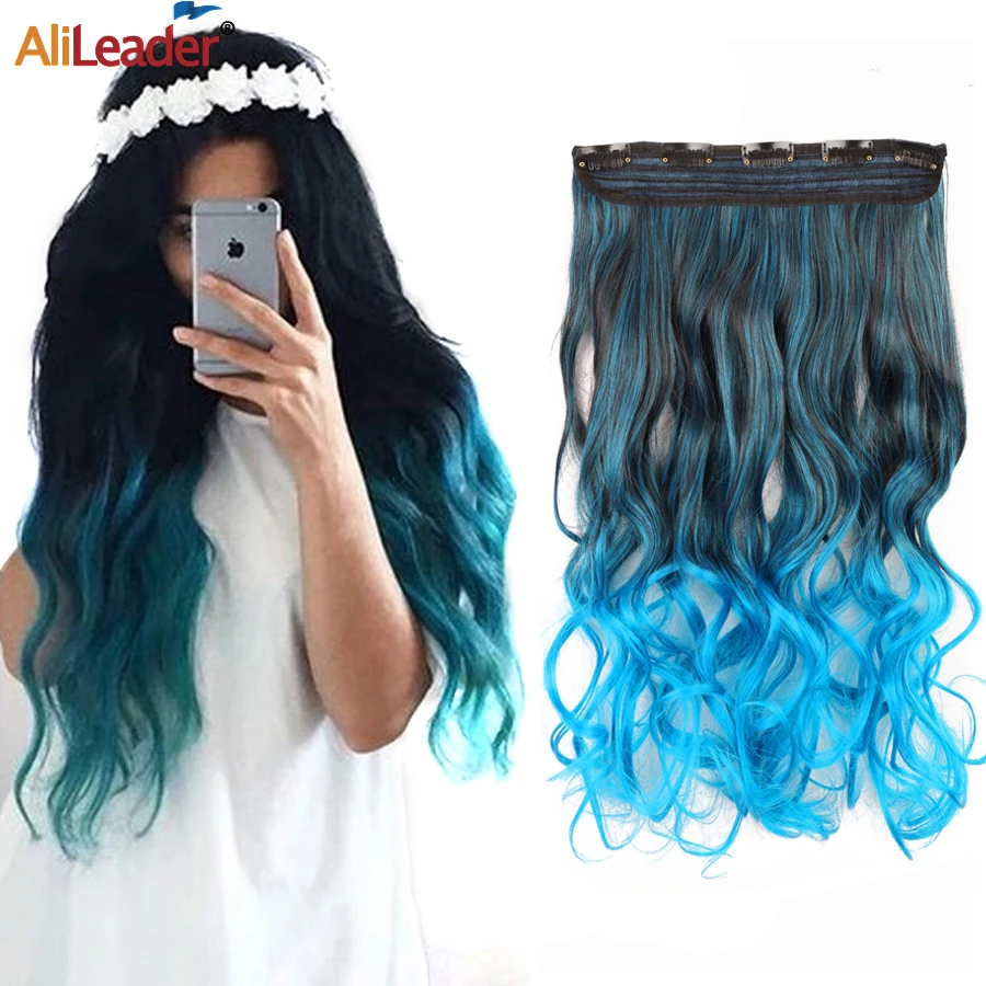 

Alileader 26 Colors Single Colors Curly 5 Clips In Hair 22 Inch Long Hair Extensions False Synthetic Boby Wavy Clip