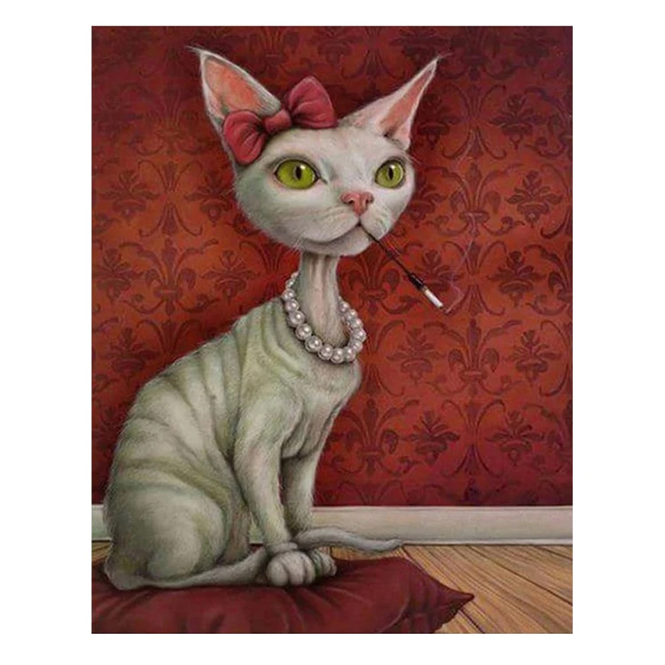 

Wholesale Diy 5d Diamond Painting Cat Kits Animal Pictures Custom Diamond Painting Round ab Full Drill Art Wall Painting