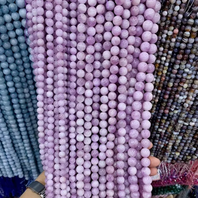 

pink kunzite gemstones 2022 wholesale hot product 8mm natural stone kunzite beads for jewelry making, As picture