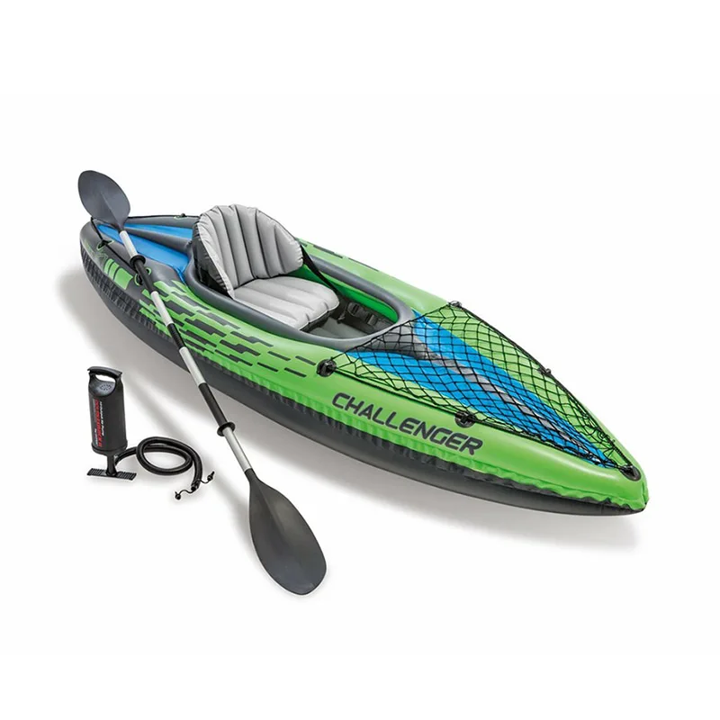 

Intex 68305 challenger K1 one person inflatable canoe raft with Oar and Hand Pump ocean kayak, As picture