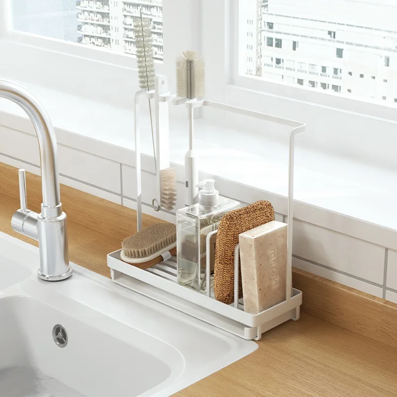 

Multi-purpose storage holder organizer soap sink caddy kitchen sponge holder, White or black