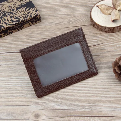 

Hight Quality Ultra-thin Custom LOGO Genuine Leather Credit Cards Coin Purse Name Card Holder Wallet, Black,coffee