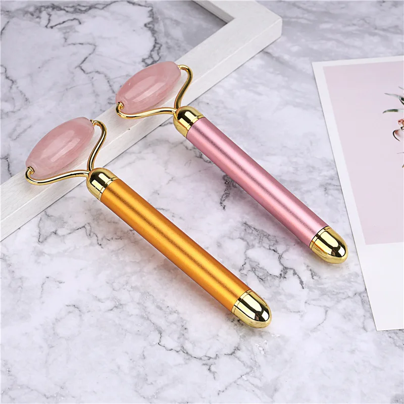 
3D Facial Roller Face Lift Firming Tool Rose Quartz Electric Jade Roller For Face 