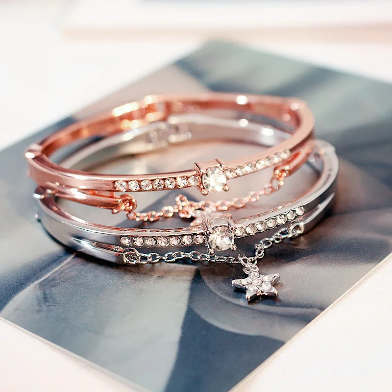 

Factory direct foreign trade Korean jewelry rose gold love you bracelet female trendy fashion wild bracelet source manufacturer, 3 colors available