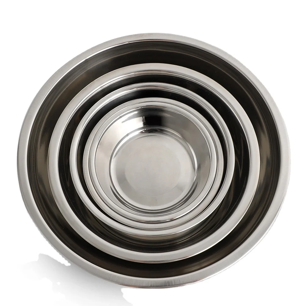 

round shape silver dog plate eco friendly pet supplies dish large size travel stainless steel food snack feeder dog bowls