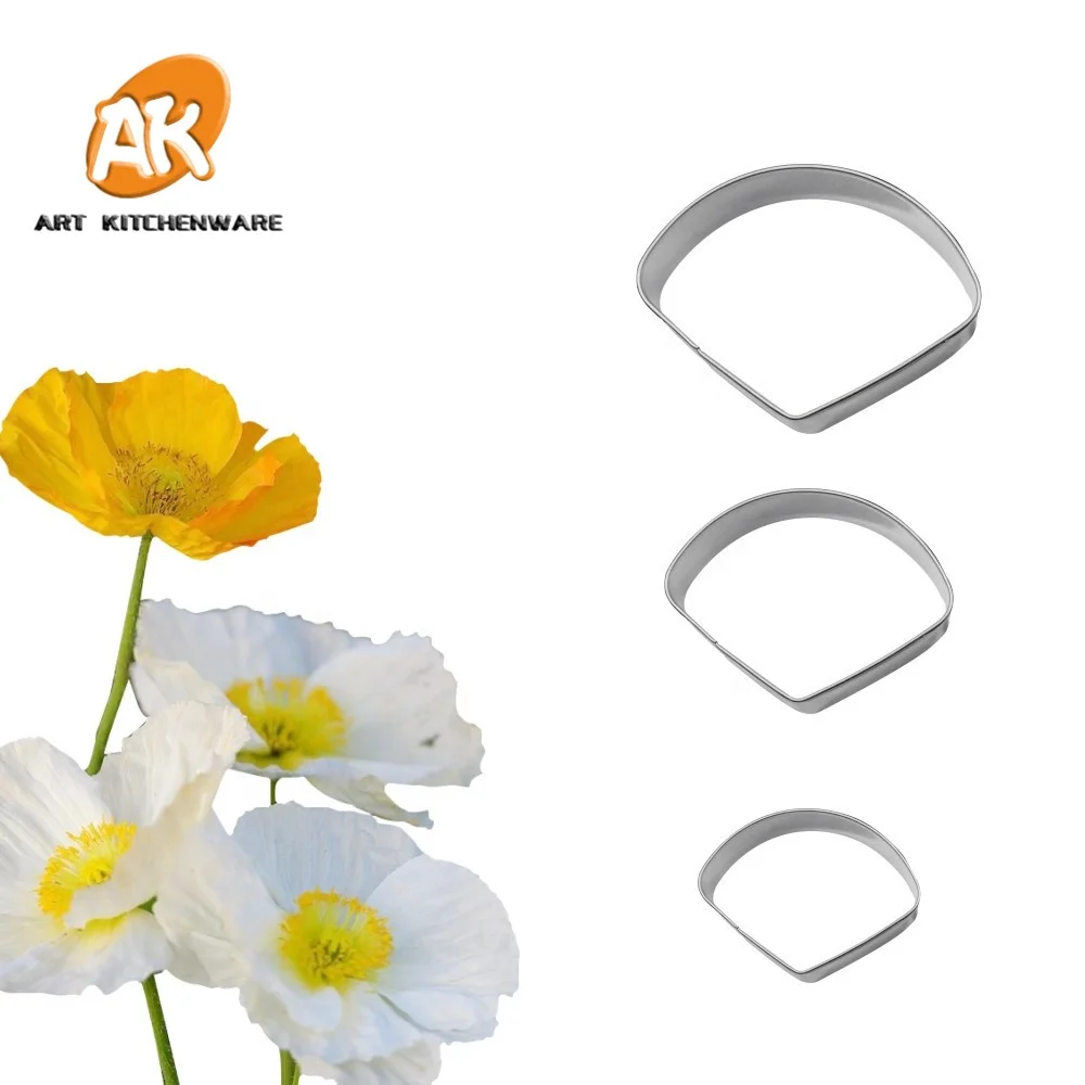 

AK Wholesale Poppy Sugar Flower Cutters Stainless Steel Cookie Cutters Set for Decorating Fondant Cakes Cake tools