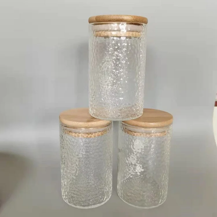 

Round Glass Jars with Bamboo Lid for Food Storage, Transparent
