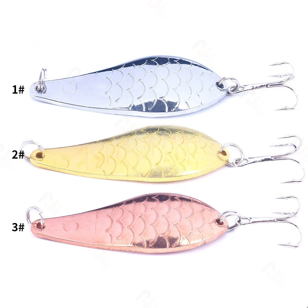 

Wholesale 7cm 20g Fishing Lure Cebos De Pesca Wobbler Metal Hard Bait Peche Leurre 4# Hook Spoon Sequins Leech Fishing Bait, 3 colors